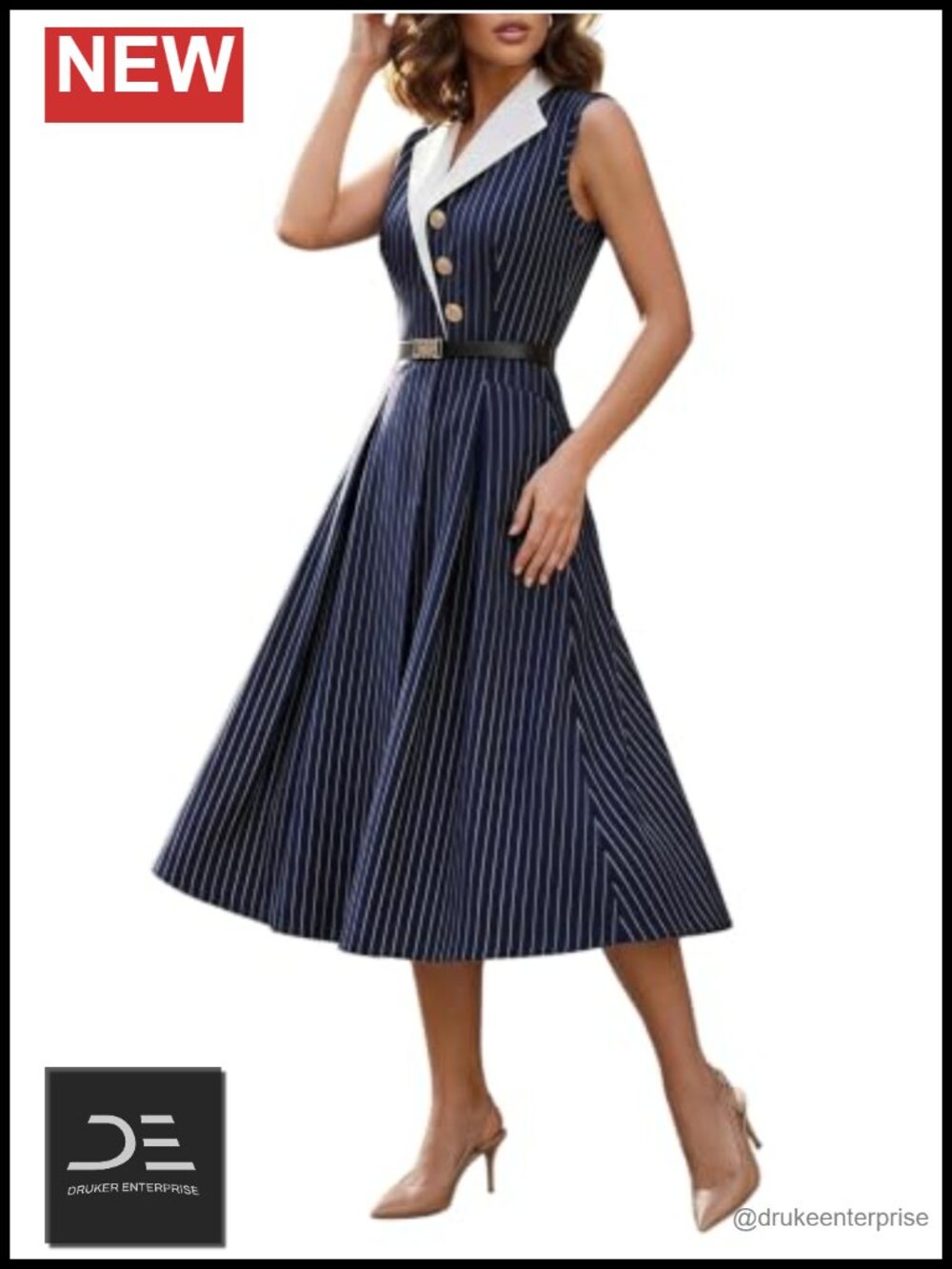 Striped Midi Work Shirt Dress Old Money Evening Outfits